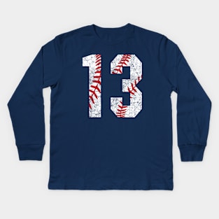 Vintage #13 Baseball Laces Baseball Mom Jersey Love Baseball T-shirt Kids Long Sleeve T-Shirt